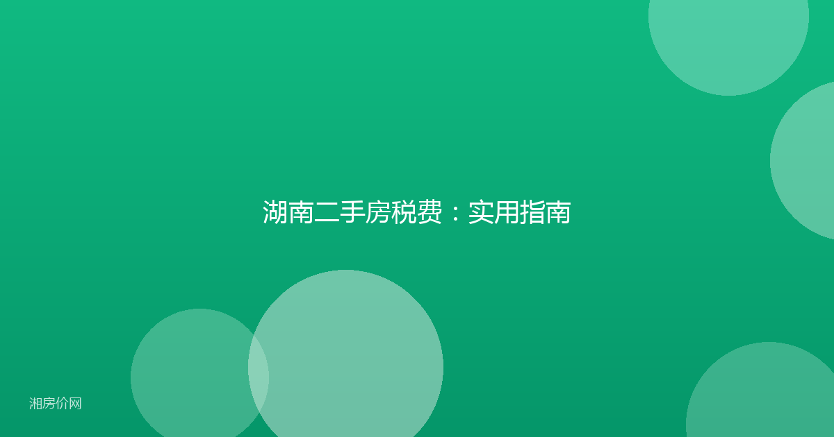 湖南二手房税费：实用指南