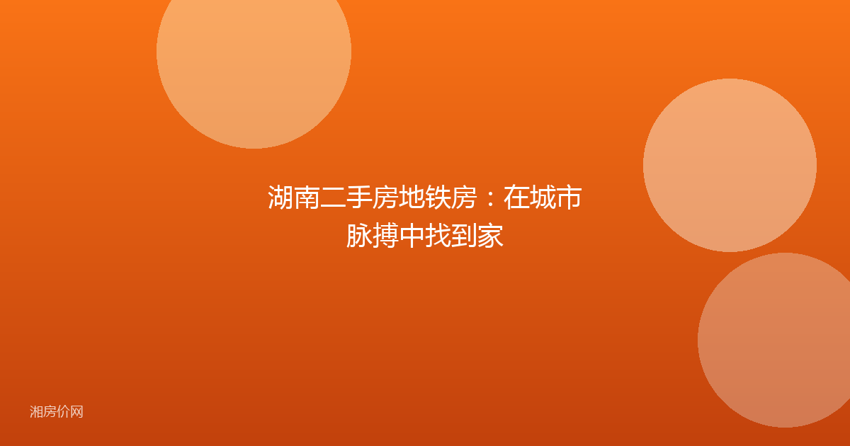湖南二手房地铁房：在城市脉搏中找到家